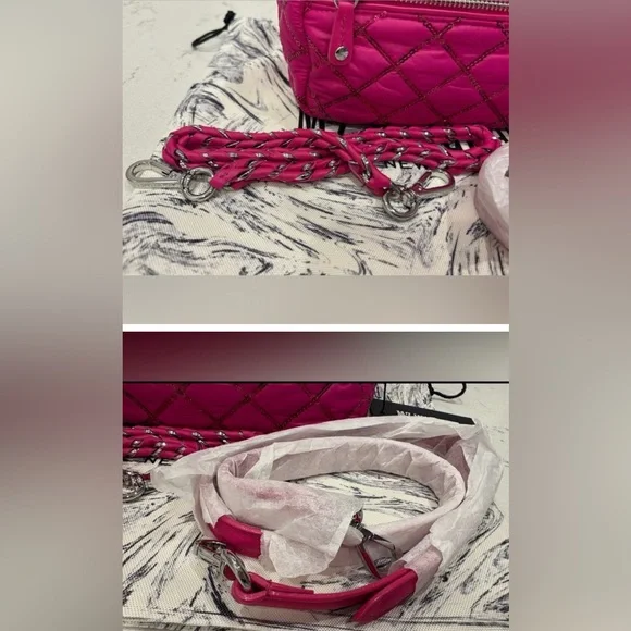 NWT MZ Wallace Mini Sequin Pink Quilted Crossbody Bag - Picture 6 of 9